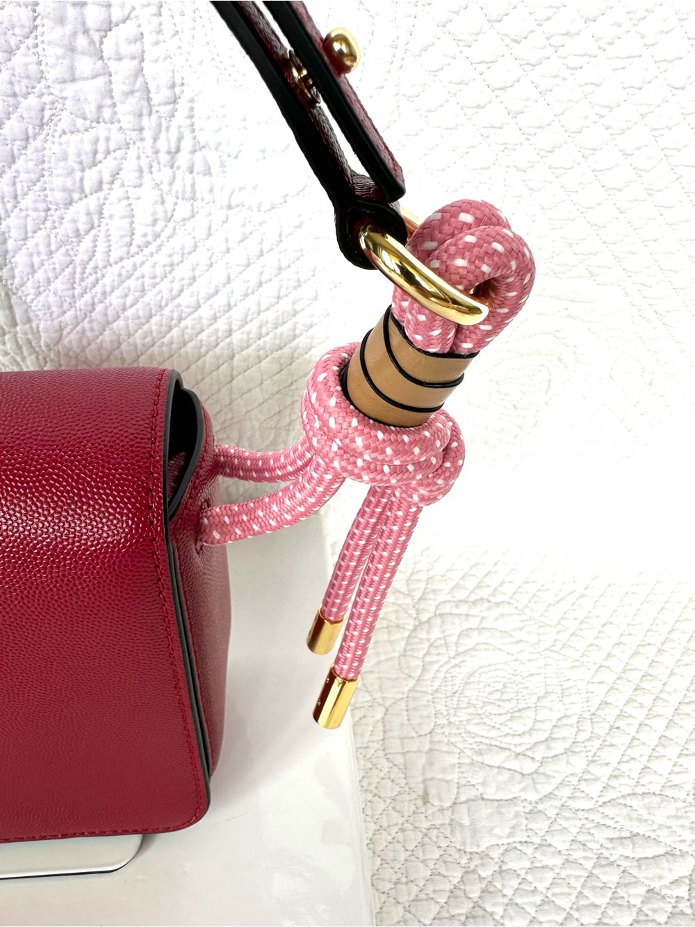 Marc Jacobs Red Leather Crossbody with Pink Rope Detail - Picture 3 of 13